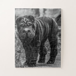 SHAR PEI BLACK DOG JIGSAW PUZZLE LEGPUZZEL