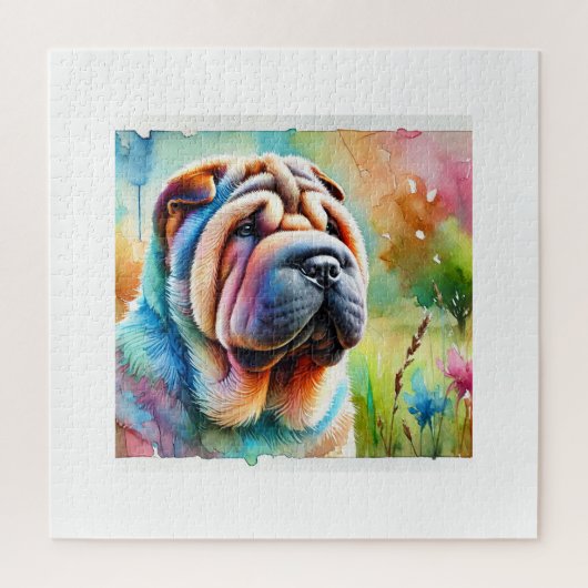 Shar Pei Dog 020824AREF103 - Watercolor Legpuzzel (Verticaal)