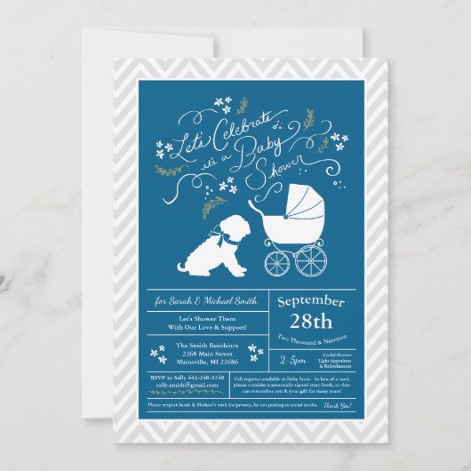 Shar-Pei Dog Baby shower Blue Boy Kaart (Voorkant)