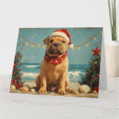 Shar Pei Dog Christmas  Beach Kaart (Voorkant)