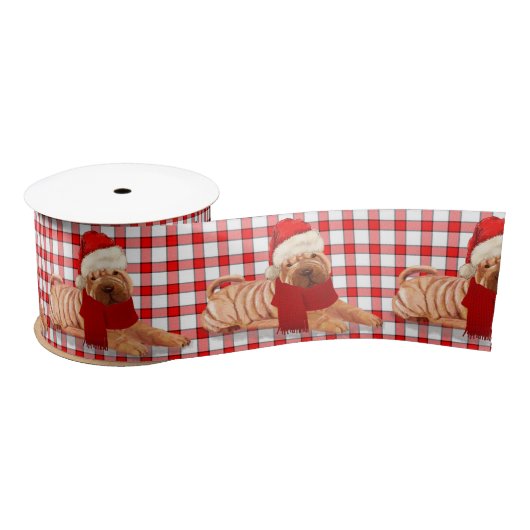 Shar Pei Dog met Red and White Checkast Lint (Spoel)