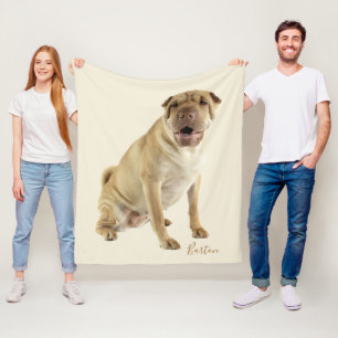 Shar Pei Dog Papa Foto Aangepast Fleece Deken