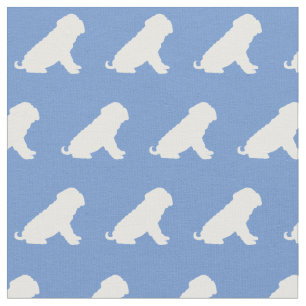 Shar Pei Dog Silhouette Pet Light Blue Stof