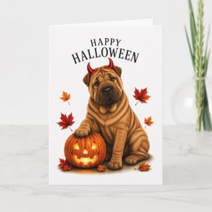 Shar Pei Halloween Duivels Hond Kaart
