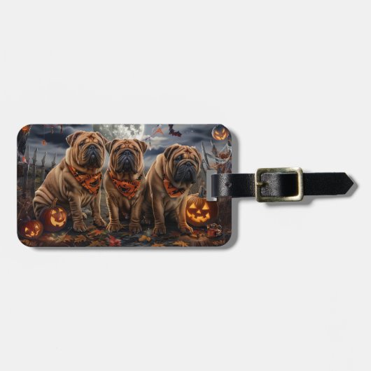 Shar Pei Halloween Spooky Bagagelabel (Voorkant horizontaal)