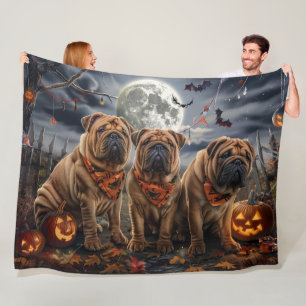 Shar Pei Halloween Spooky Fleece Deken