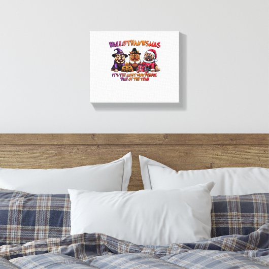 Shar Pei Halloween Thanksgiving Christmas Classic Canvas Afdruk (Insitu (Slaapkamer))