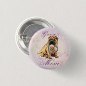 Shar-Pei Heart mama Ronde Button 3,2 Cm (Voorkant /achterkant)