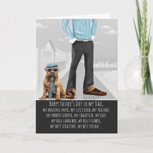 Shar Pei-hond en papa grappige Vaderdag Feestdagen Kaart