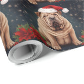Shar Pei Hond in Sneeuw Kerstmis Cadeaupapier (Rol Hoek)