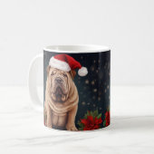 Shar Pei Hond in Sneeuw Kerstmis Koffiemok (Voorkant links)