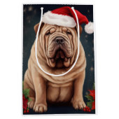 Shar Pei Hond in Sneeuw Kerstmis Medium Cadeauzakje (Voorkant)