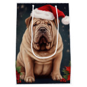 Shar Pei Hond in Sneeuw Kerstmis Medium Cadeauzakje (Achterkant)