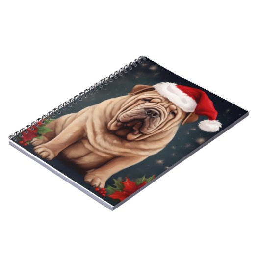 Shar Pei Hond in Sneeuw Kerstmis Notitieboek (Linkerzijde)