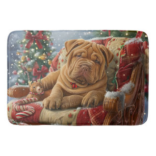 Shar Pei Hond Kerstfeest Badmat