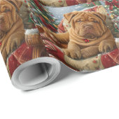 Shar Pei Hond Kerstfeest Cadeaupapier (Rol Hoek)