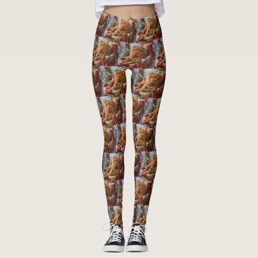 Shar Pei Hond Kerstfeest Leggings (Voorkant)