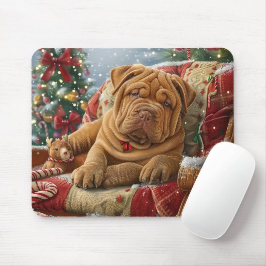 Shar Pei Hond Kerstfeest Muismat (Met muis)