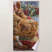Shar Pei Hond Kerstfeest Strandlaken (Voorkant)