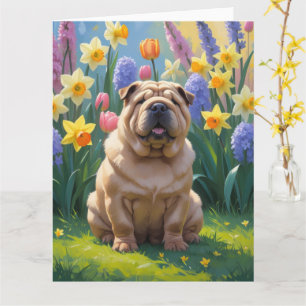 Shar Pei-hond lente bloemen schilderij Kaart