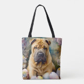 Shar Pei Hond met Paaseieren Vakantie Draagtas (Achterkant)