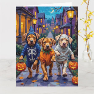 Shar Pei honden gaan langs voor trick-or-treat Hal Kaart