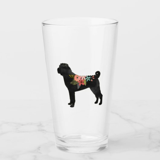 Shar-Pei Hondenras Boho Floral Silhouette Glass Glas (Voorkant)