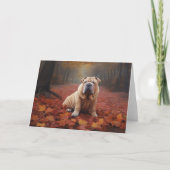 Shar Pei in herfstbladeren Herfst Inspire Kaart (Voorkant)