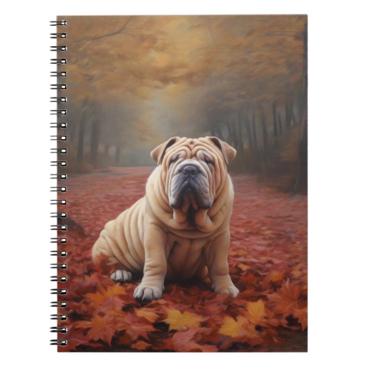 Shar Pei in herfstbladeren Herfst Inspire Notitieboek (Voorkant)