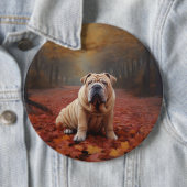 Shar Pei in herfstbladeren Herfst Inspire Ronde Button 6,0 Cm (In situ)