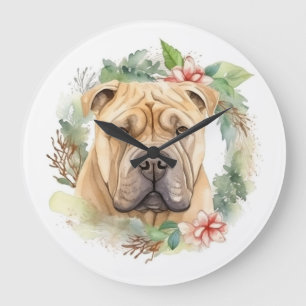 Shar Pei Kerstkrans Feestelijke Pup Grote Klok