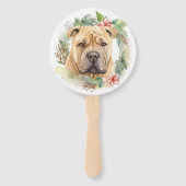 Shar Pei Kerstkrans Feestelijke Pup Handwaaier (Achterkant)