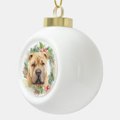 Shar Pei Kerstkrans Festieve Pup Keramische Bal Ornament (Rechts)