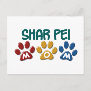 SHAR PEI mam Paw Print 1 Briefkaart