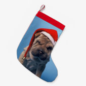 Shar pei met x-mas pet kleine kerstsok (Voorkant (Hangend))