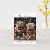 Shar Pei Puppies Bonne Carte de Noël (Fleur jaune)