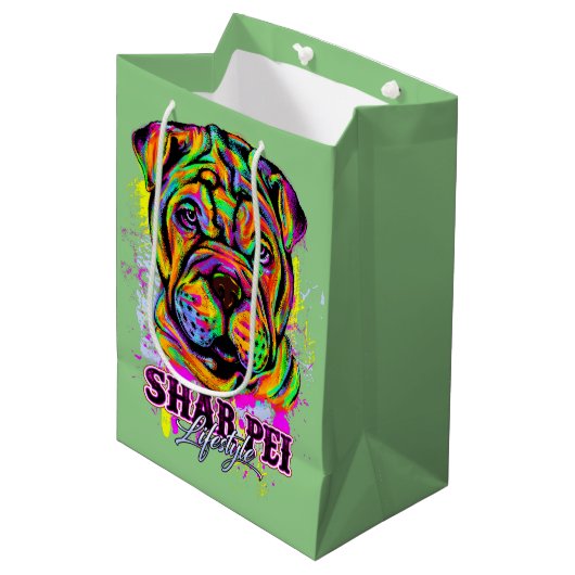 Shar Pei Puppy Dog Lifestyle Medium Cadeauzakje (Voorkant Gekanteld)