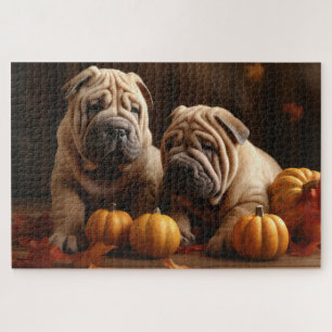 Shar Pei Puppy Herfst Delight Pompoen Legpuzzel