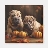 Shar Pei Puppy Herfst Delight Pompoen Magneet (Voorkant)