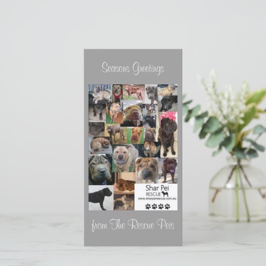 Shar Pei-reddingskerstkaart Feestdagenkaart (Staand voorkant)