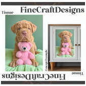 Shar-pei Schattige Pet Dog & Pink Teddy Decoupage Tissuepapier