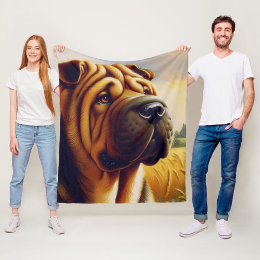  Shar-Pei schilderij Fleece Deken (In situ)