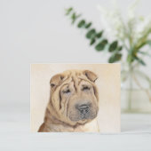 Shar Pei-schildering - Cute Original Dog Art Briefkaart (Staand voorkant)