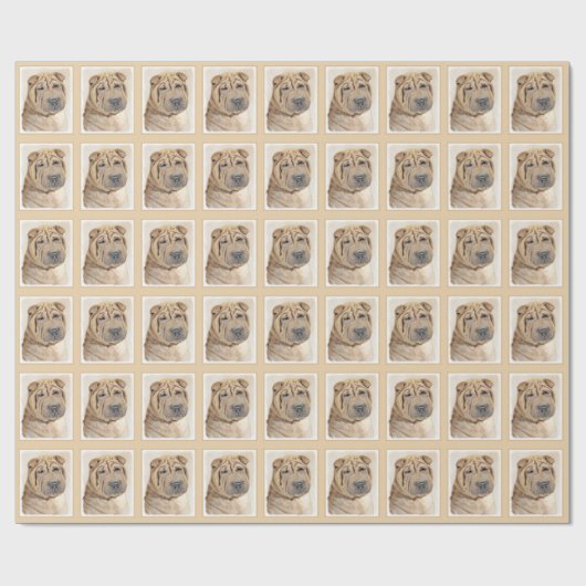Shar Pei-schildering - Cute Original Dog Art Cadeaupapier (Vlak)