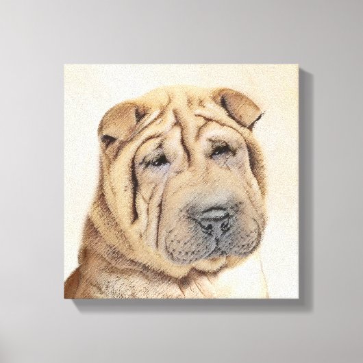 Shar Pei-schildering - Cute Original Dog Art Canvas Afdruk (Voorkant)