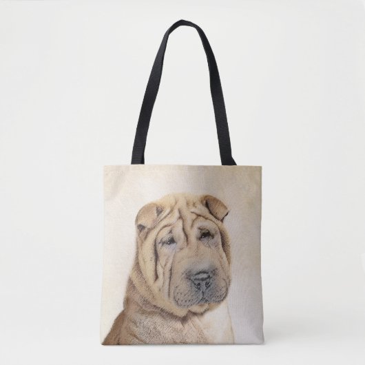 Shar Pei-schildering - Cute Original Dog Art Draagtas (Voorkant)