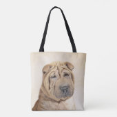 Shar Pei-schildering - Cute Original Dog Art Draagtas (Achterkant)