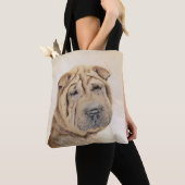 Shar Pei-schildering - Cute Original Dog Art Draagtas (Dichtbij)