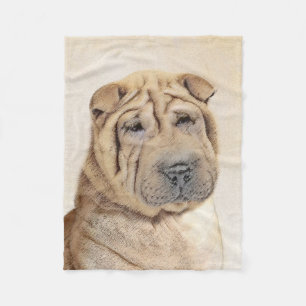 Shar Pei-schildering - Cute Original Dog Art Fleece Deken