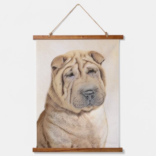 Shar Pei-schildering - Cute Original Dog Art Hangend Wandkleed (Voorkant)